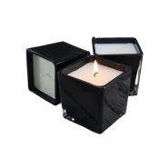 Pot carré en verre noir