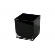 Pot carré en verre noir